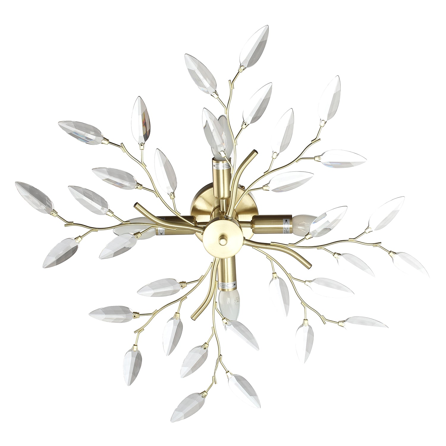 Modern Brushed Gold Plated Branch Ceiling Light Fitting with Acrylic Leaves Image 5