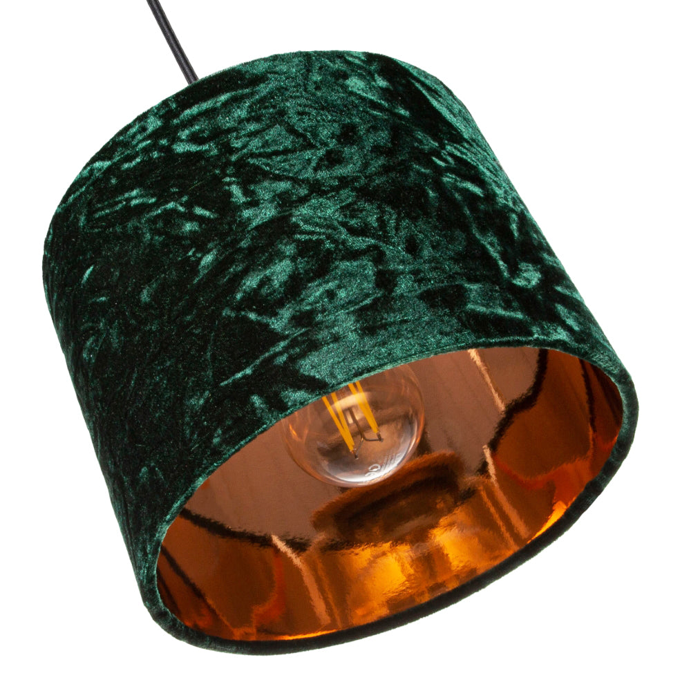 Modern Green Crushed Velvet 8" Table/Pendant Lampshade with Shiny Copper Inner Image 3