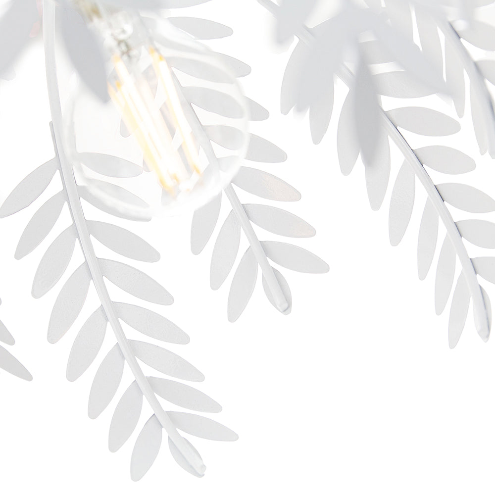 Traditional Fern Leaf Design Ceiling Pendant Light Shade in White Gloss Finish Image 2