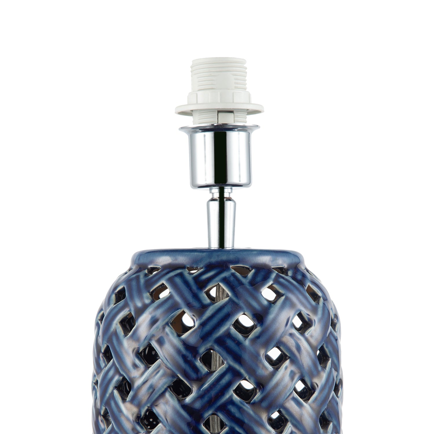Lattice Design Ceramic Gloss Table Lamp in Brushed Midnight Blue Image 2