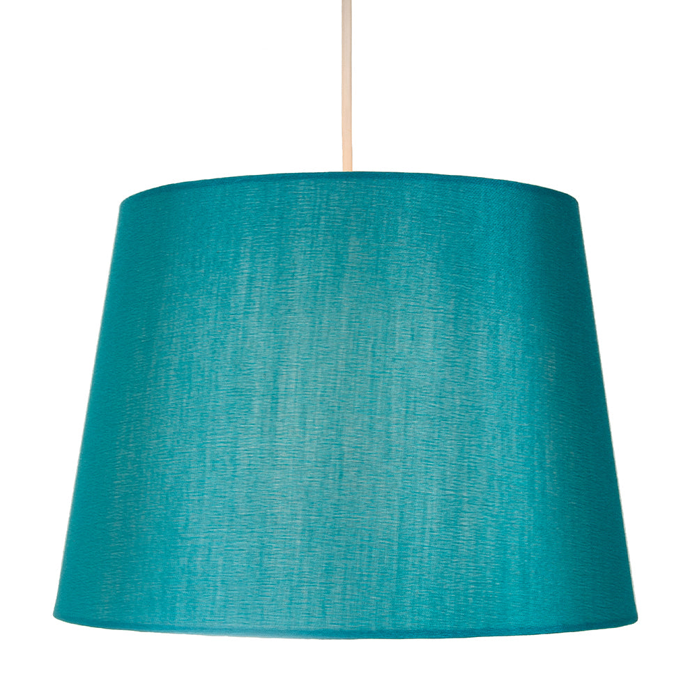 Traditionally Designed Medium 12" Drum Lamp Shade in Sleek Teal Faux Silk Fabric Image 2