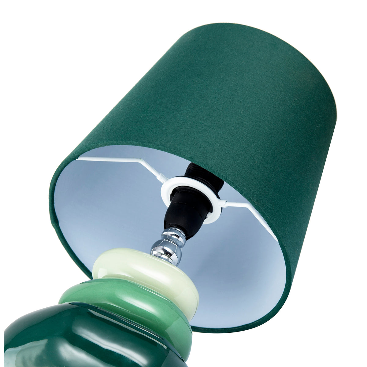 Ceramic Pebble Table Lamp with Olive Forest and Pale Green Colours Image 8