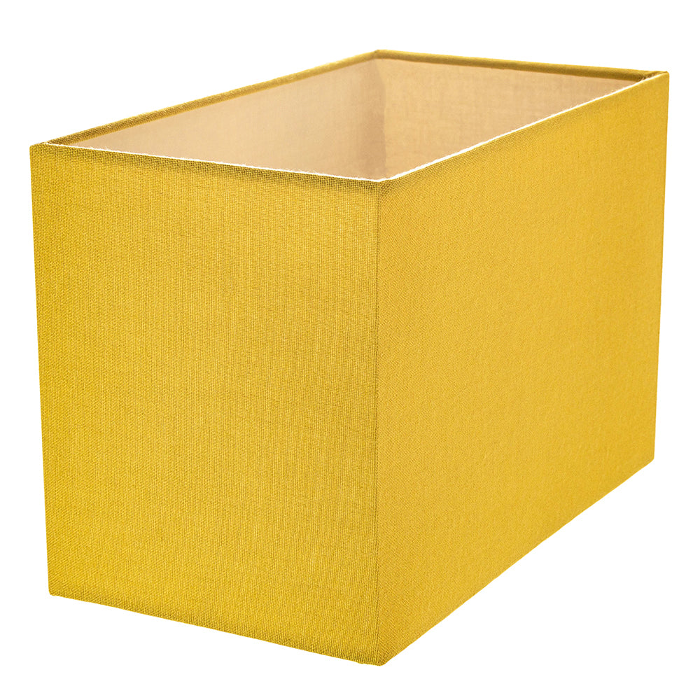 Contemporary and Stylish Vivid Mustard Ochre Linen Fabric Rectangular Lamp Shade Image 3