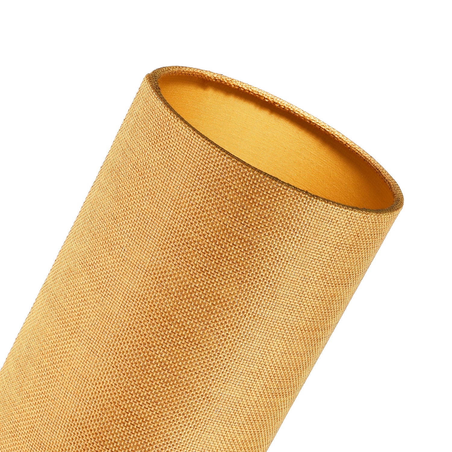 Modern and Stylish Textured Ochre Linen Fabric Tall Cylindrical 25cm Lampshade Image 3