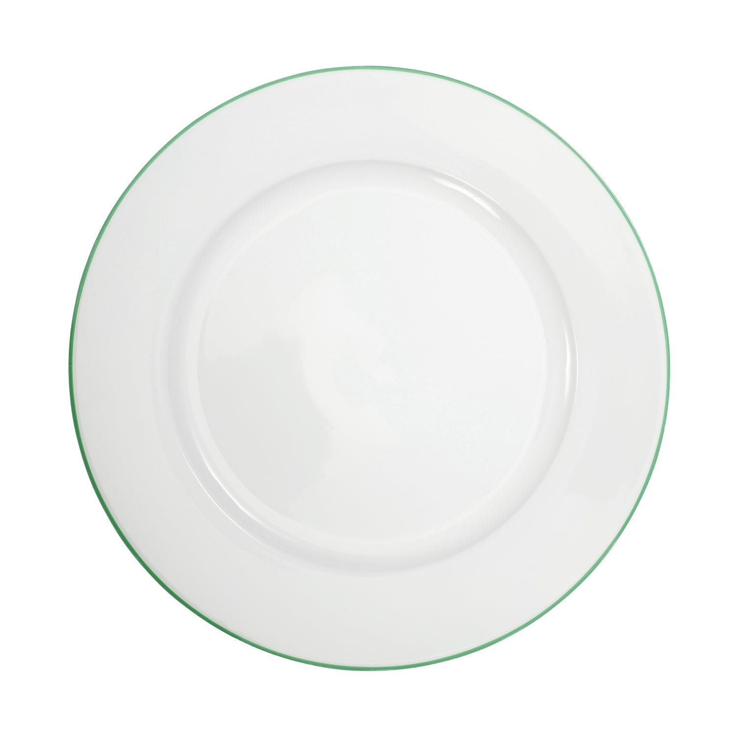 Set of 4 Durable White Ceramic Side Plates with Elegant Green Rim Image 2