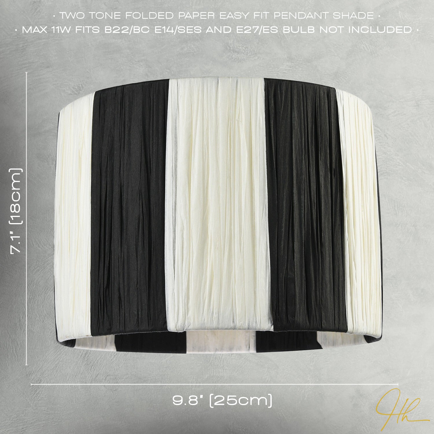 Designer Two Tone Black and White Folded Pleated Paper Lamp Shade Image 7
