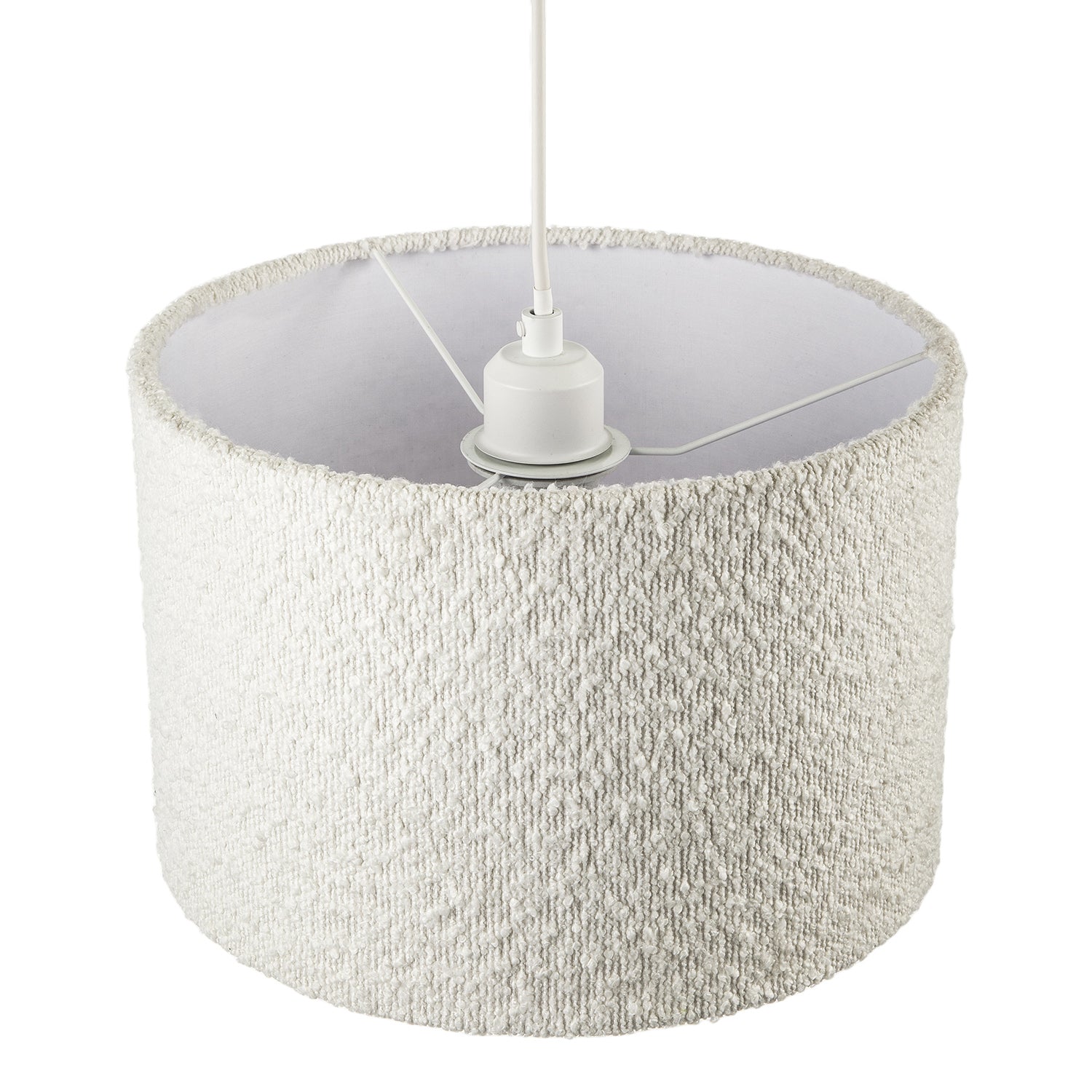 Luxuriously Textured Boucle Lamb Wool Fabric Pendant Lighting Shade Image 3