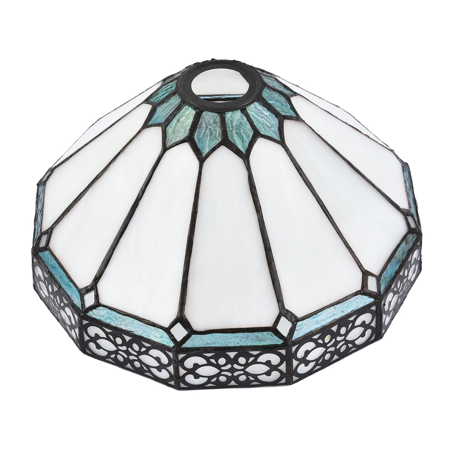 Chic 1920s Shabby Chic Pendant Light Shade with Metal Scrollwork Decor Image 4