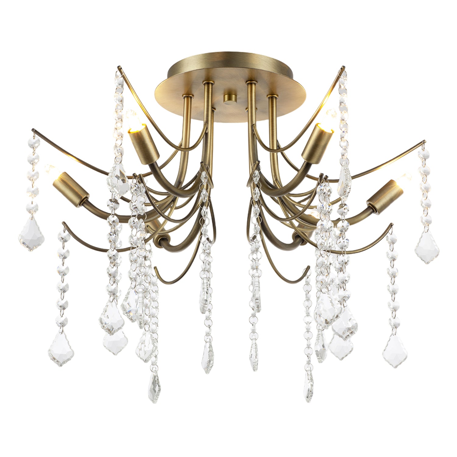 Elegant Semi Flush Chandelier Ceiling Light in Matte Antique Brass Image 4