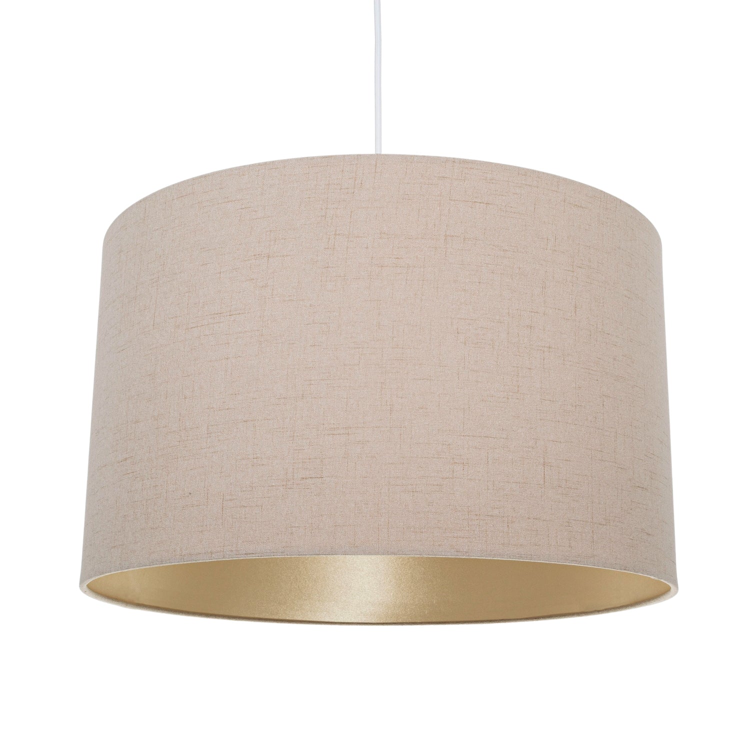 Modern Designer Taupe Textured Linen Lampshade with Inner Champagne Satin Fabric Image 2