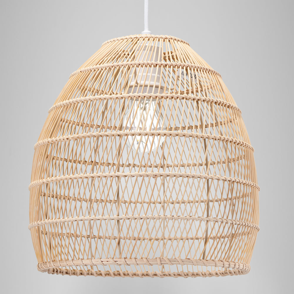 Traditional Vintage Spiral Cage Design Natural Brown Rattan Ceiling Lamp Shade Image 6