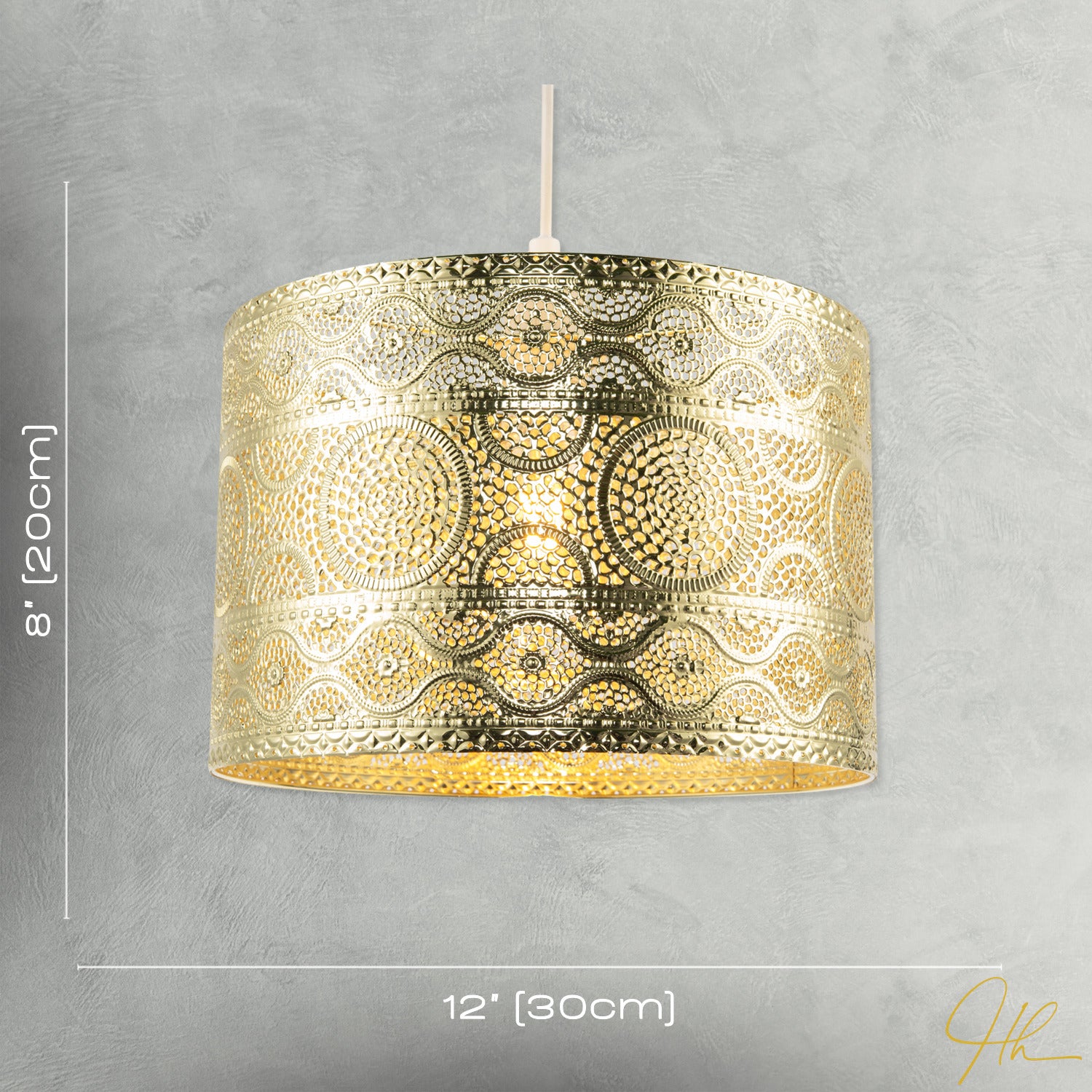 Ornate Moroccan Designed Pendant Shade with Wavy Lines and Circles Image 7