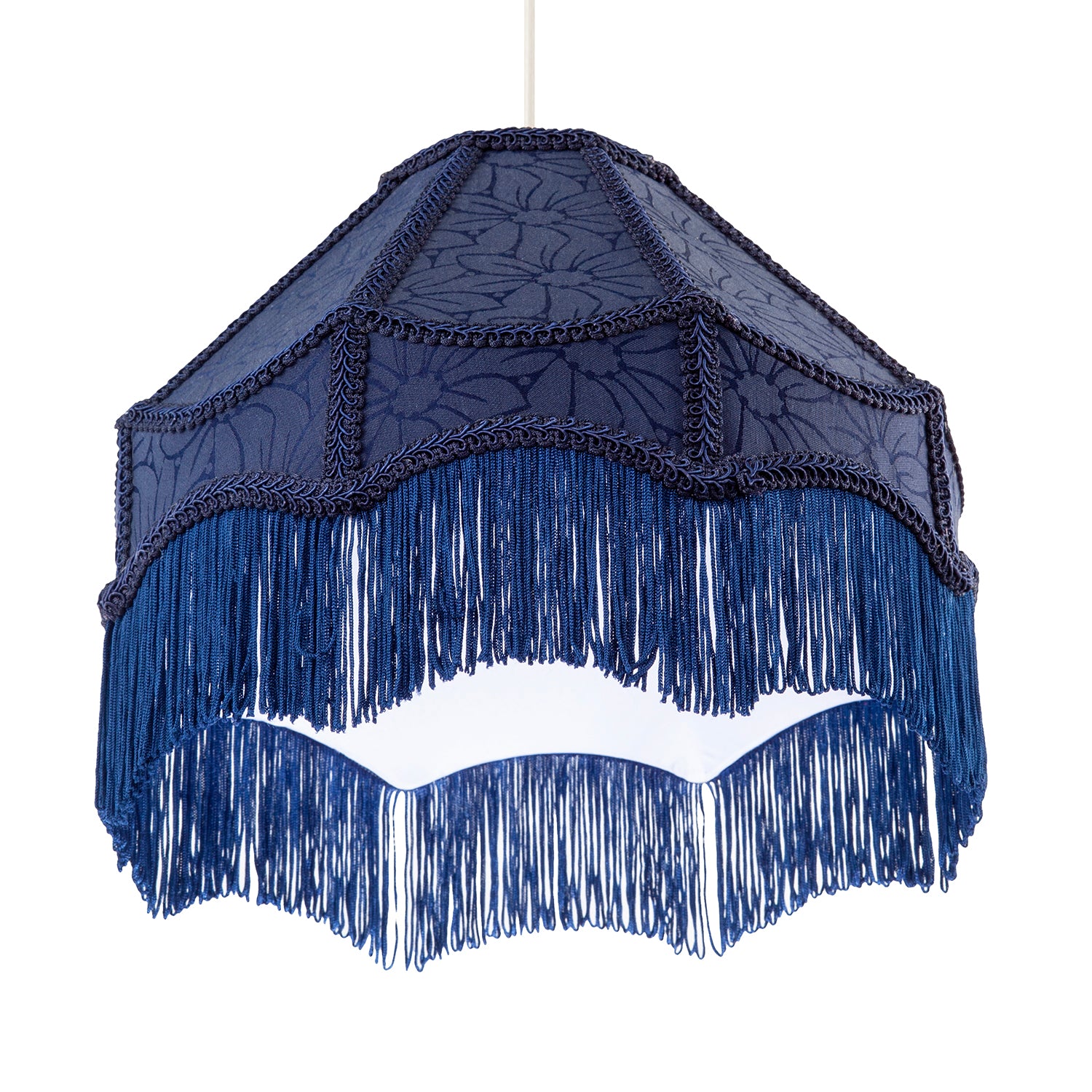 Classic Victorian Style Empire Pendant Shade in Midnight Blue Fabric Image 5
