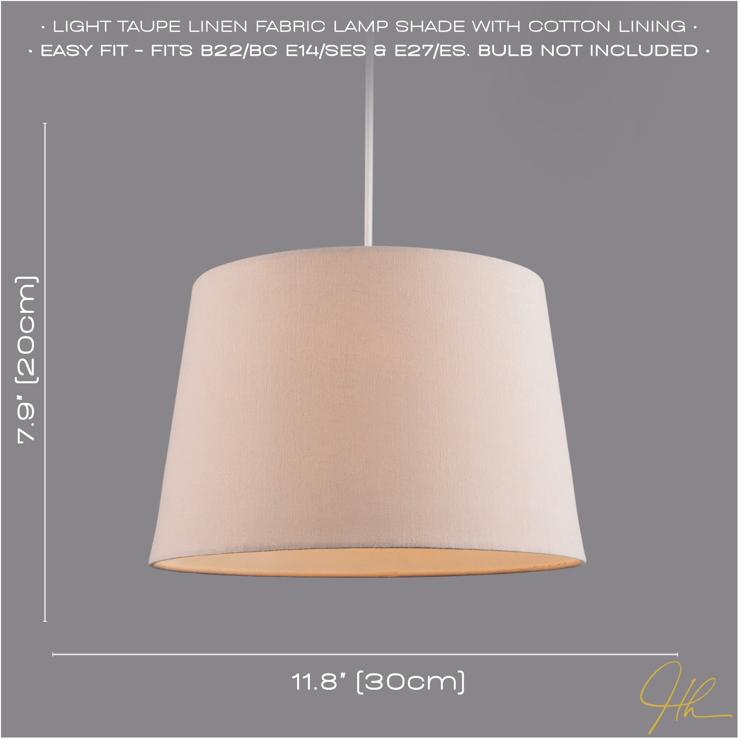 Contemporary Light Taupe Linen Fabric Drum Lampshade with Cotton Inner Image 6