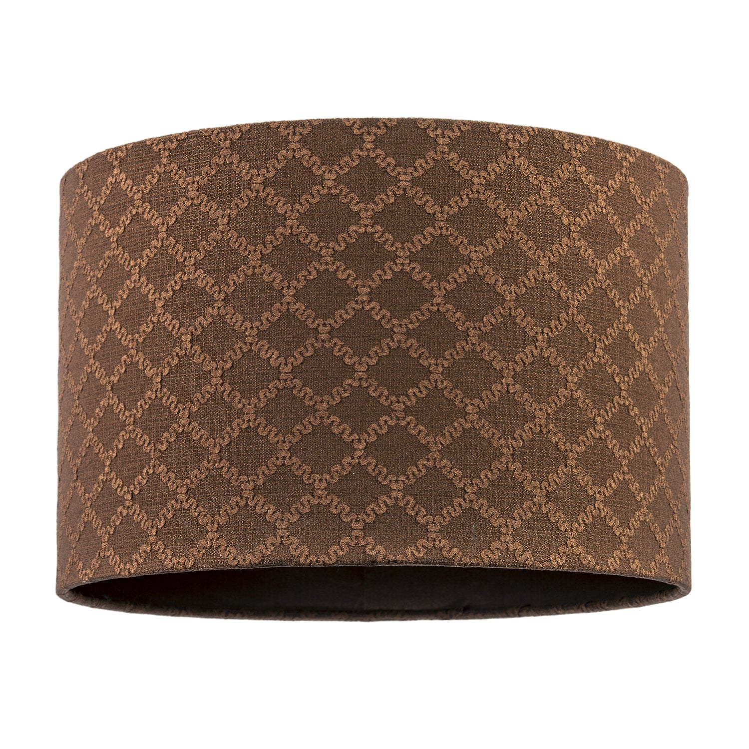 Contemporary Chocolate Brown Woven Lattice Lampshade in Textured Linen Image 1
