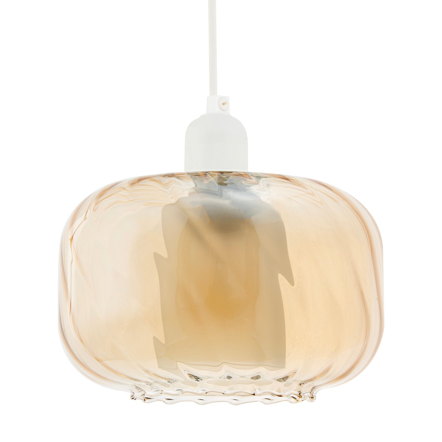 Amber Champagne Pendant Light Shade with Rippled Rim and Inner Shade Image 2