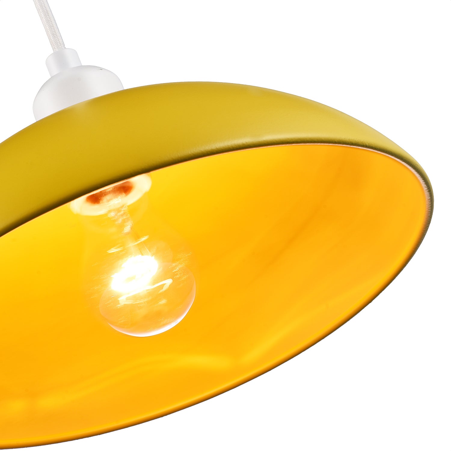 Industrial Retro Designer Yellow Gloss Disc Metal Ceiling Pendant Lamp Shade Image 4