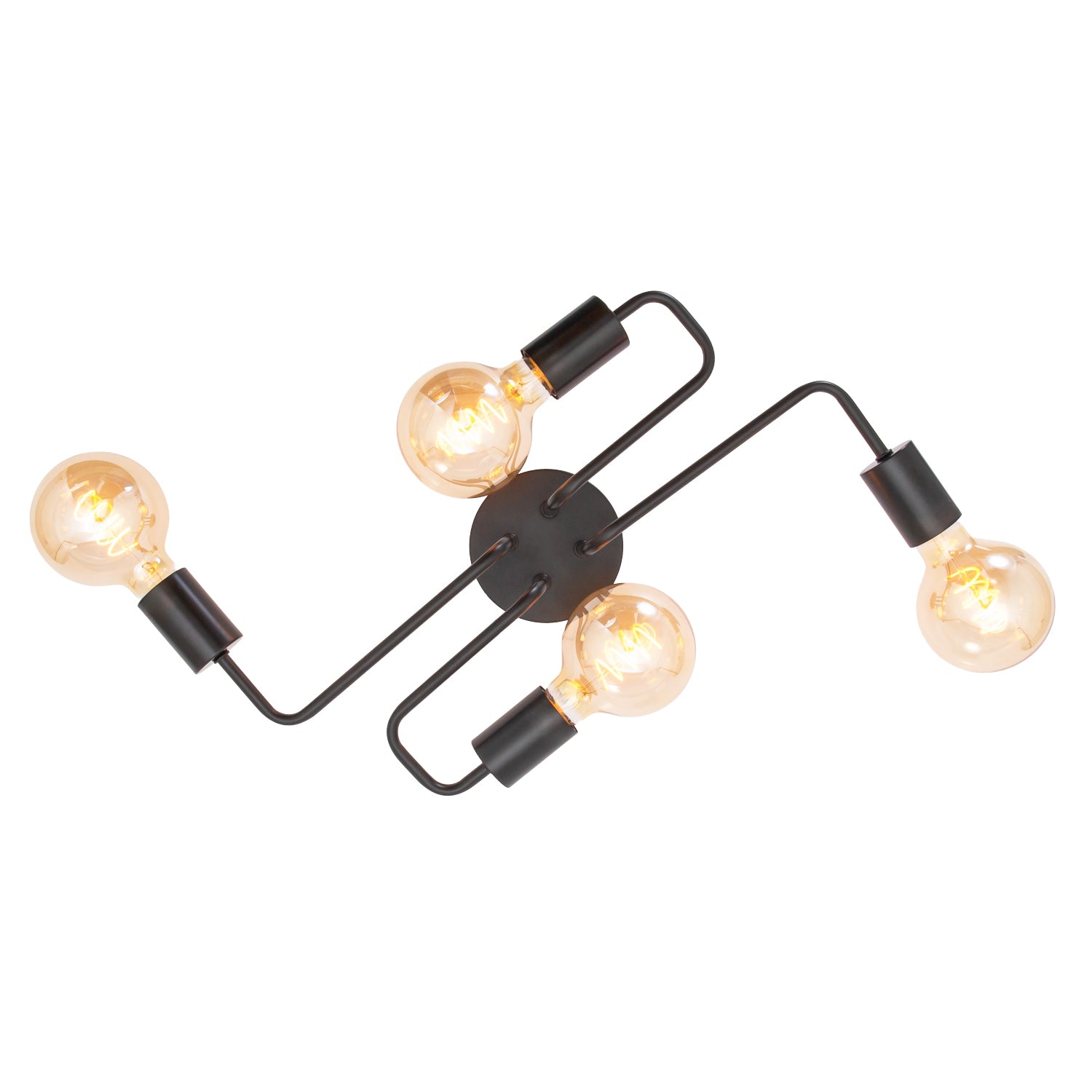 Industrial Vintage Styled Matte Black Ceiling Light with Looping Arms Image 4