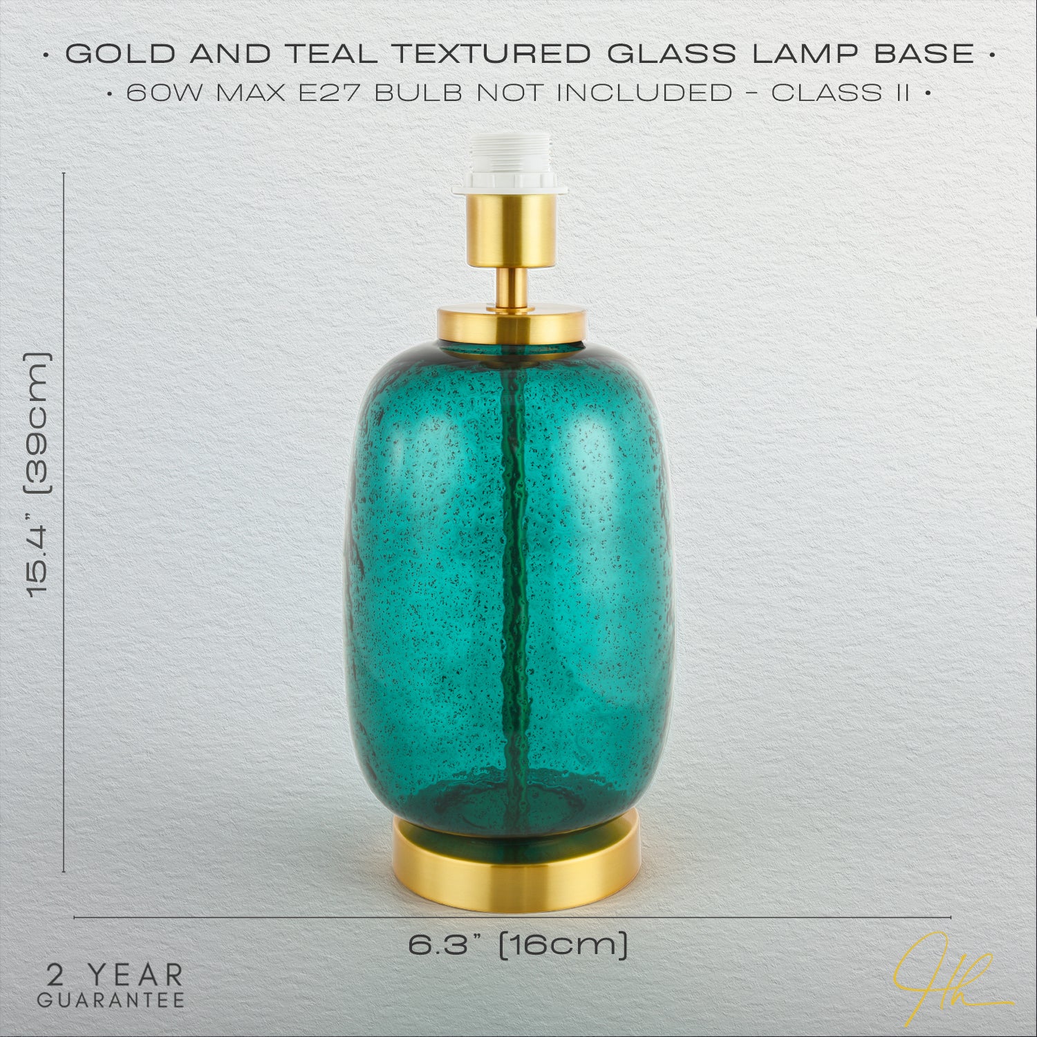 Teal Glass Table Lamp Base with Hammered Stone Effect and Satin Gold Metal Trim Image 6