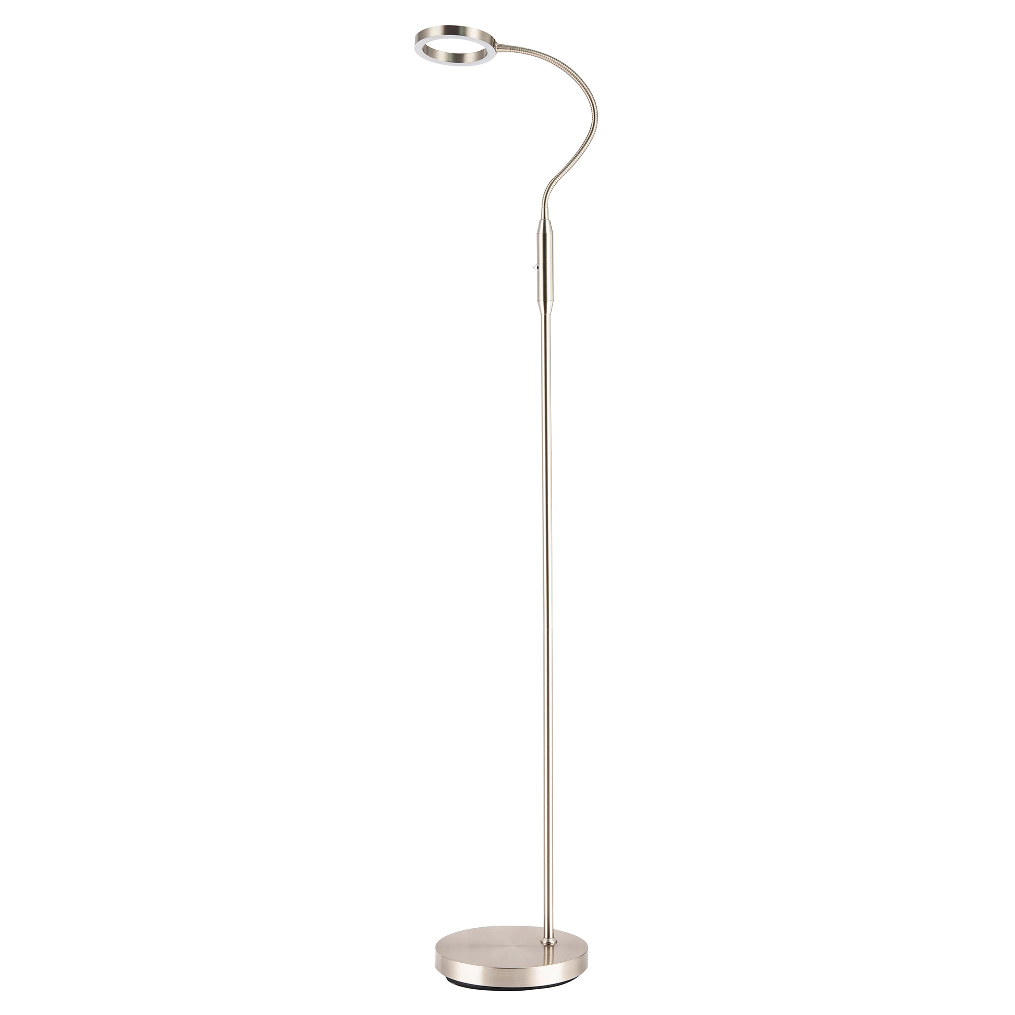 Modern Nickel Task Floor Lamp with LED Halo Ring and CCT Memory Dimmer Image 1