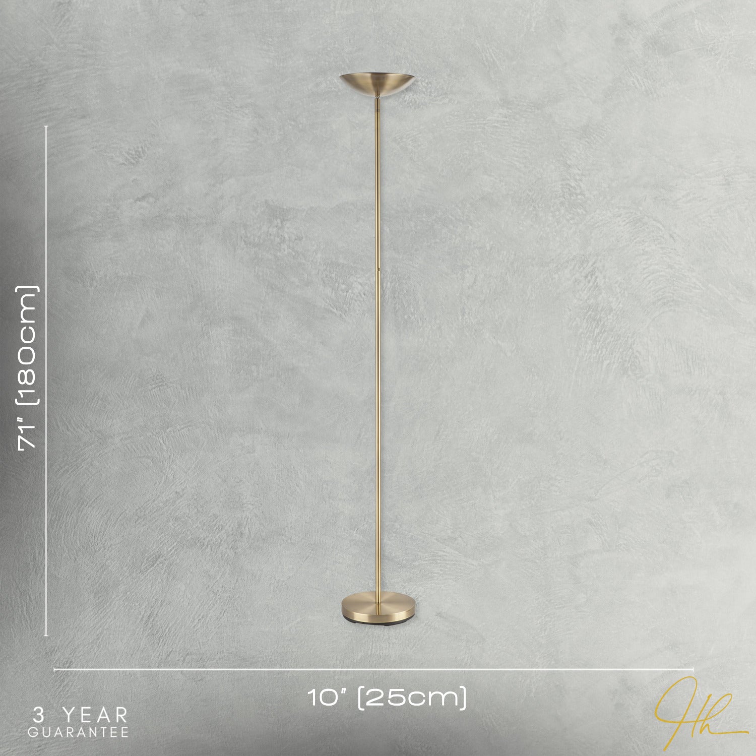Modern Uplighter Floor Lamp in Antique Brass with Memory Dimmer Button Image 7