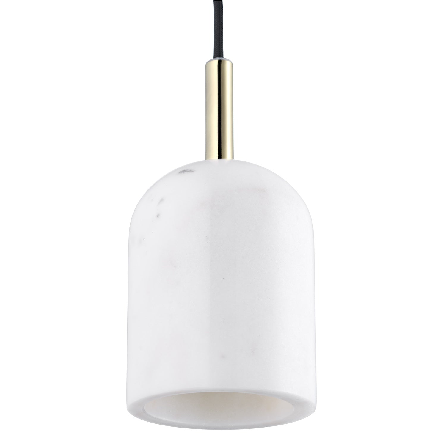 White Marble Pendant Lamp Fitting in Scandinavian Design with Black Fabric Cable Image 2