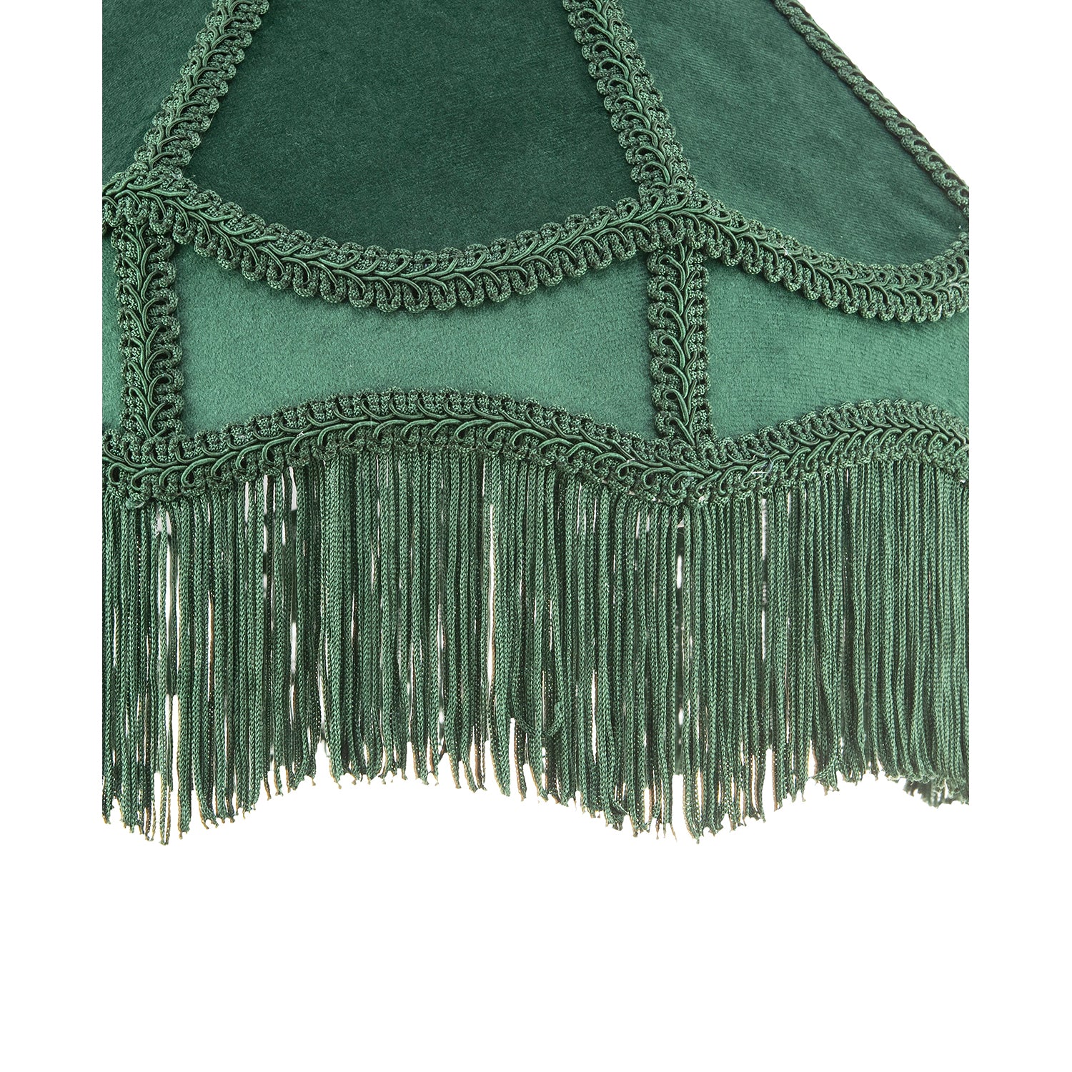 Traditional Victorian Empire Lampshade in Soft Forest Green Velvet with Tassels Image 4