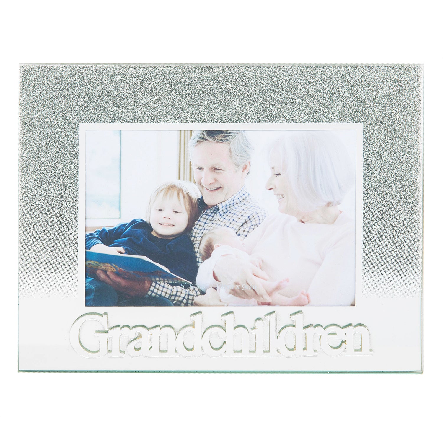 Silver Glitter Grandchildren Glass Picture Frame with Acrylic Letters - 5"x3.5" Image 1