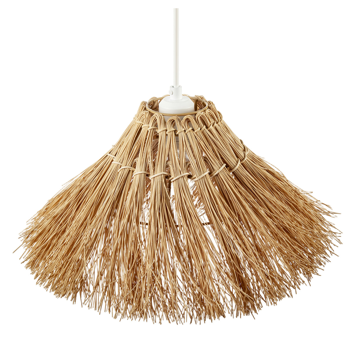 Natural Raffia Handcrafted Rattan Pendant Lamp Shade with Long Strands Image 3