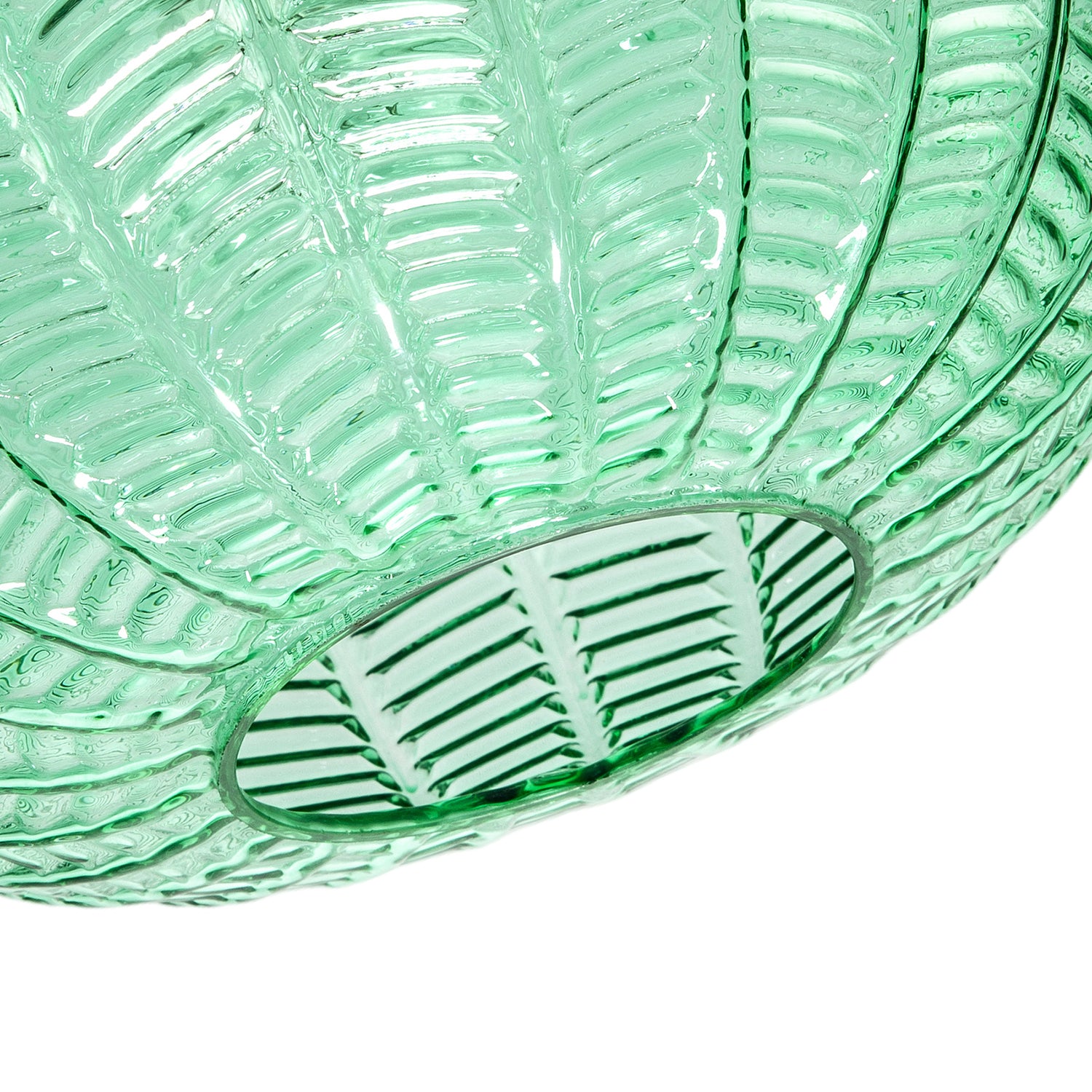 Emerald Green Glass Globe Pendant Light Shade with 3D Vertical Ribbing Image 5