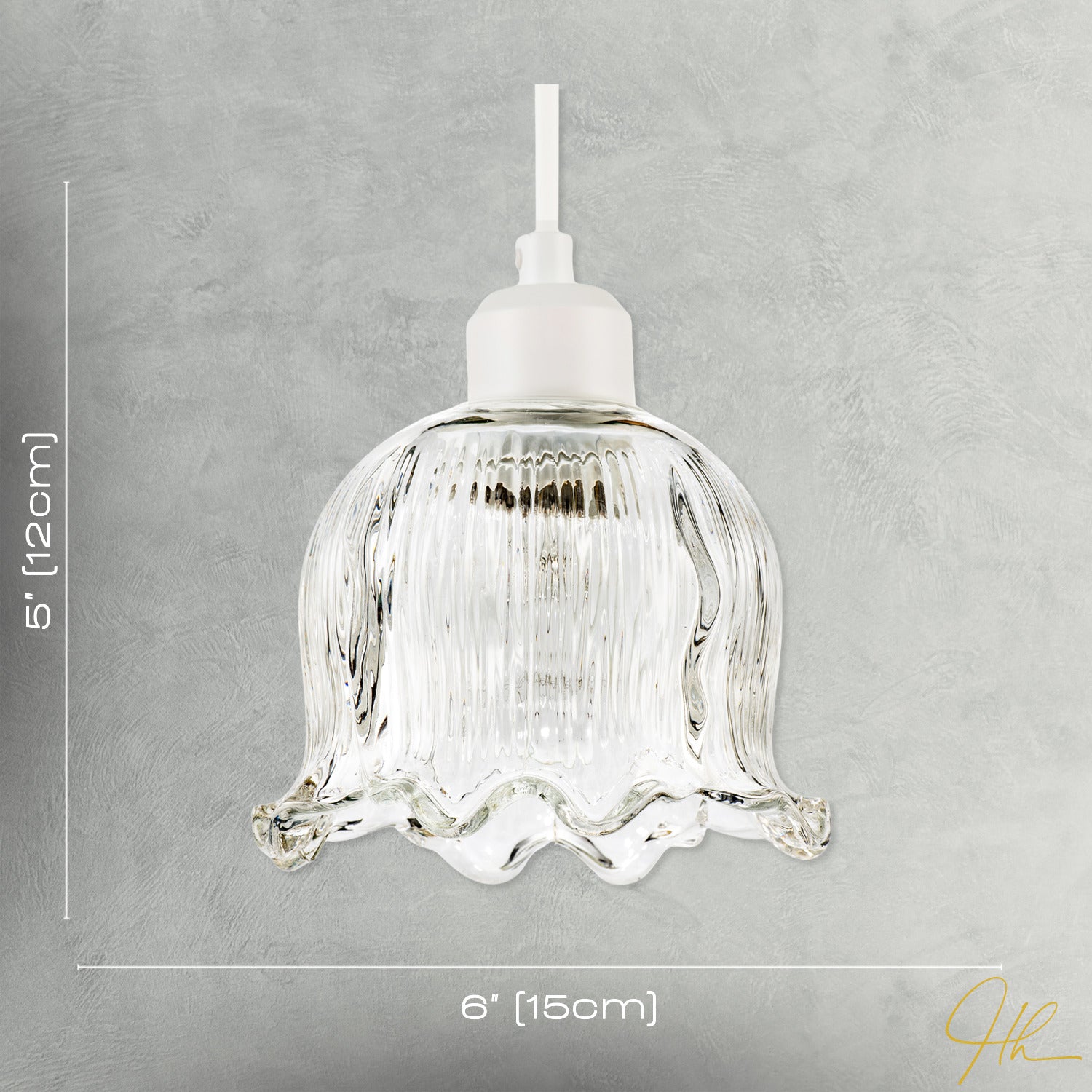 Transparent Ribbed Glass Pendant Lighting Shade in Compact Bell Shape Image 7