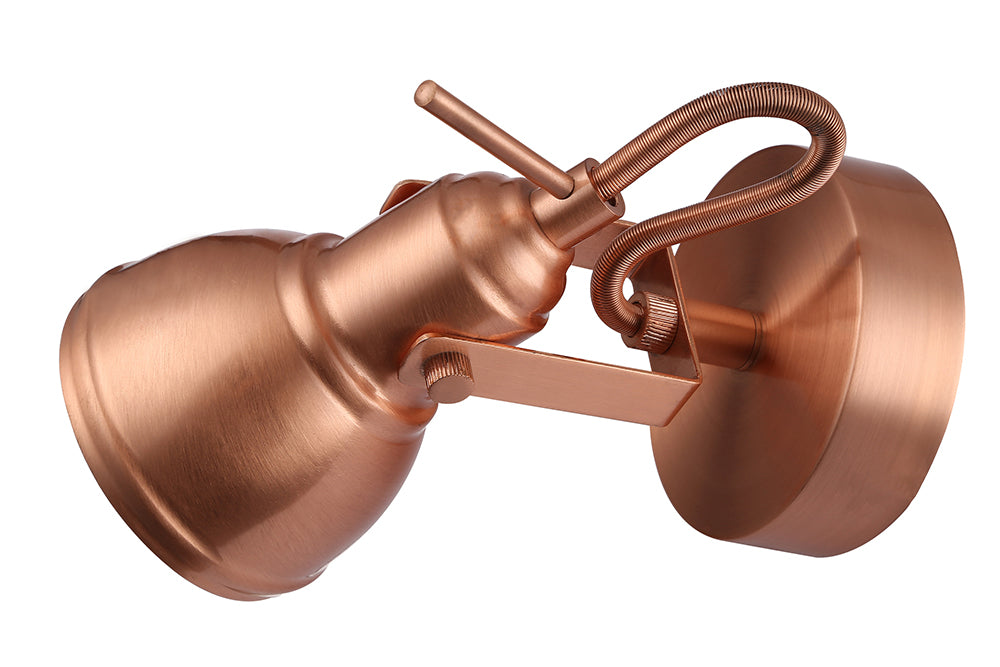 Unique Industrial Designed Brushed Copper Switched Wall Spot Light Image 3