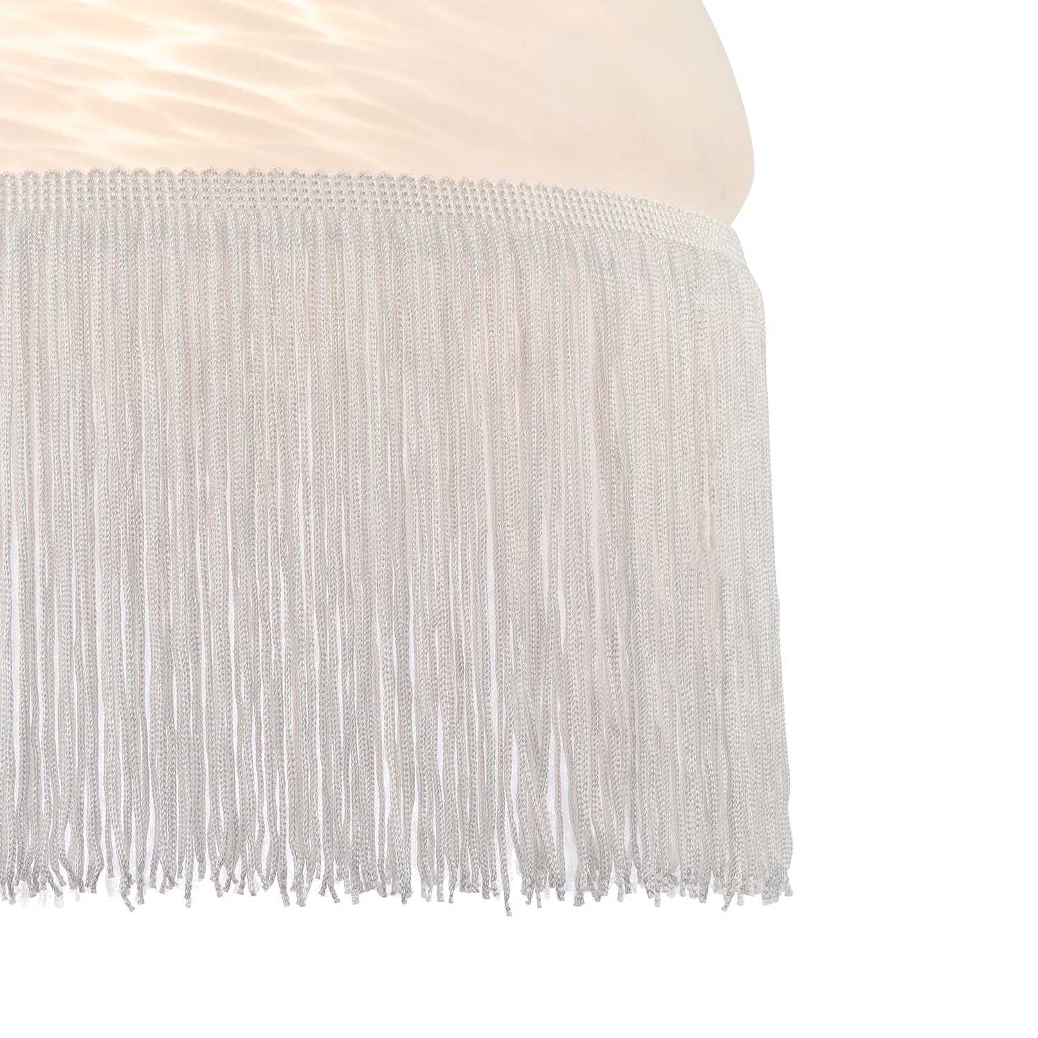 Traditional Opal White Domed Glass Pendant Shade with Long Tassels Image 5