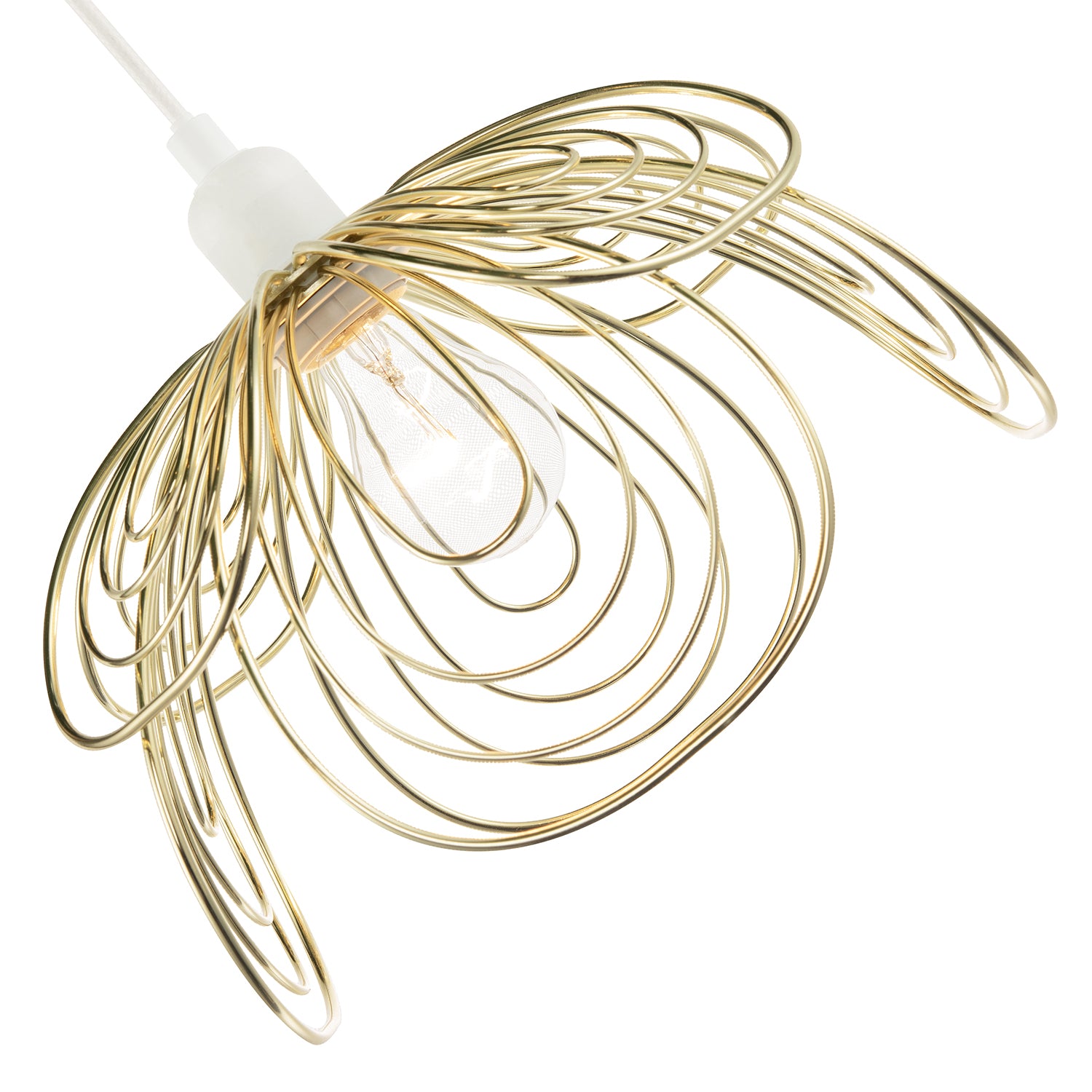 Polished Gold Metal Wire Overlapping Petal Ceiling Pendant Light Shade Image 4
