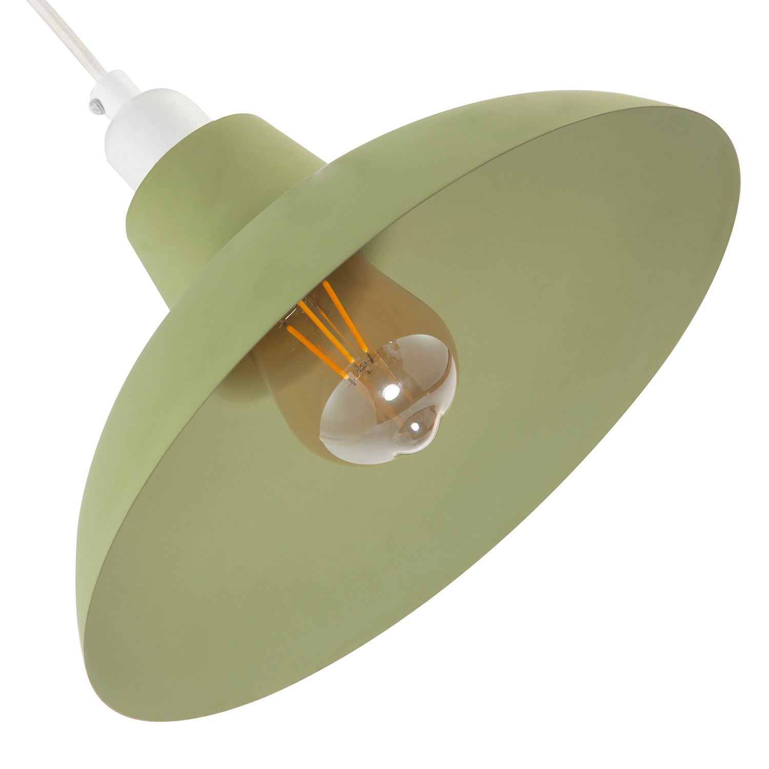 Industrial Retro Designed Matte Olive Curved Metal Pendant Light Shade Image 4