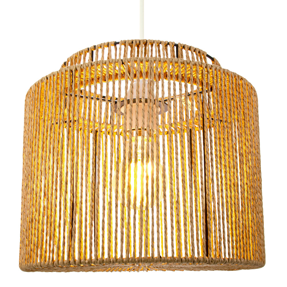 Traditional Vintage Thin Woven Rope Brown Non-Electrical Pendant Light Shade Image 2