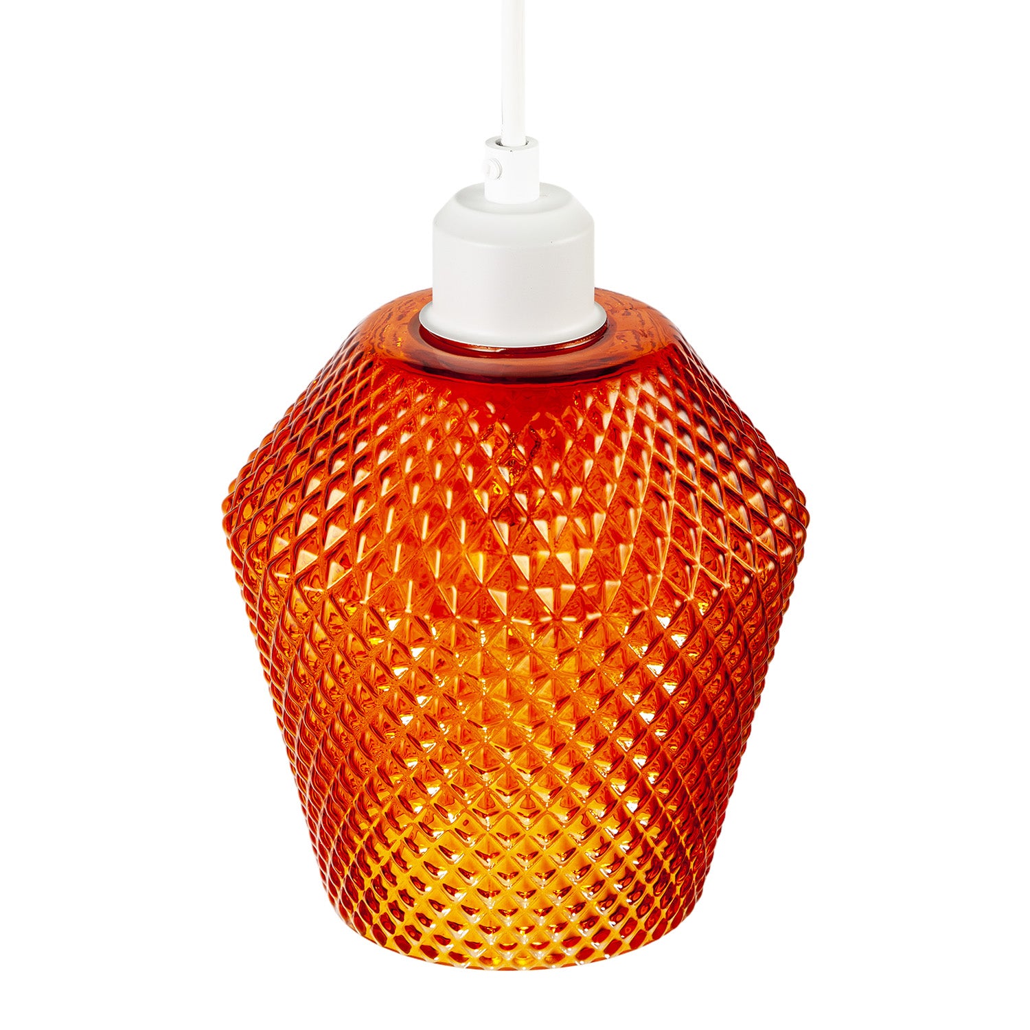 Modern and Compact Diamond Design Vivid Orange Glass Pendant Shade Image 4