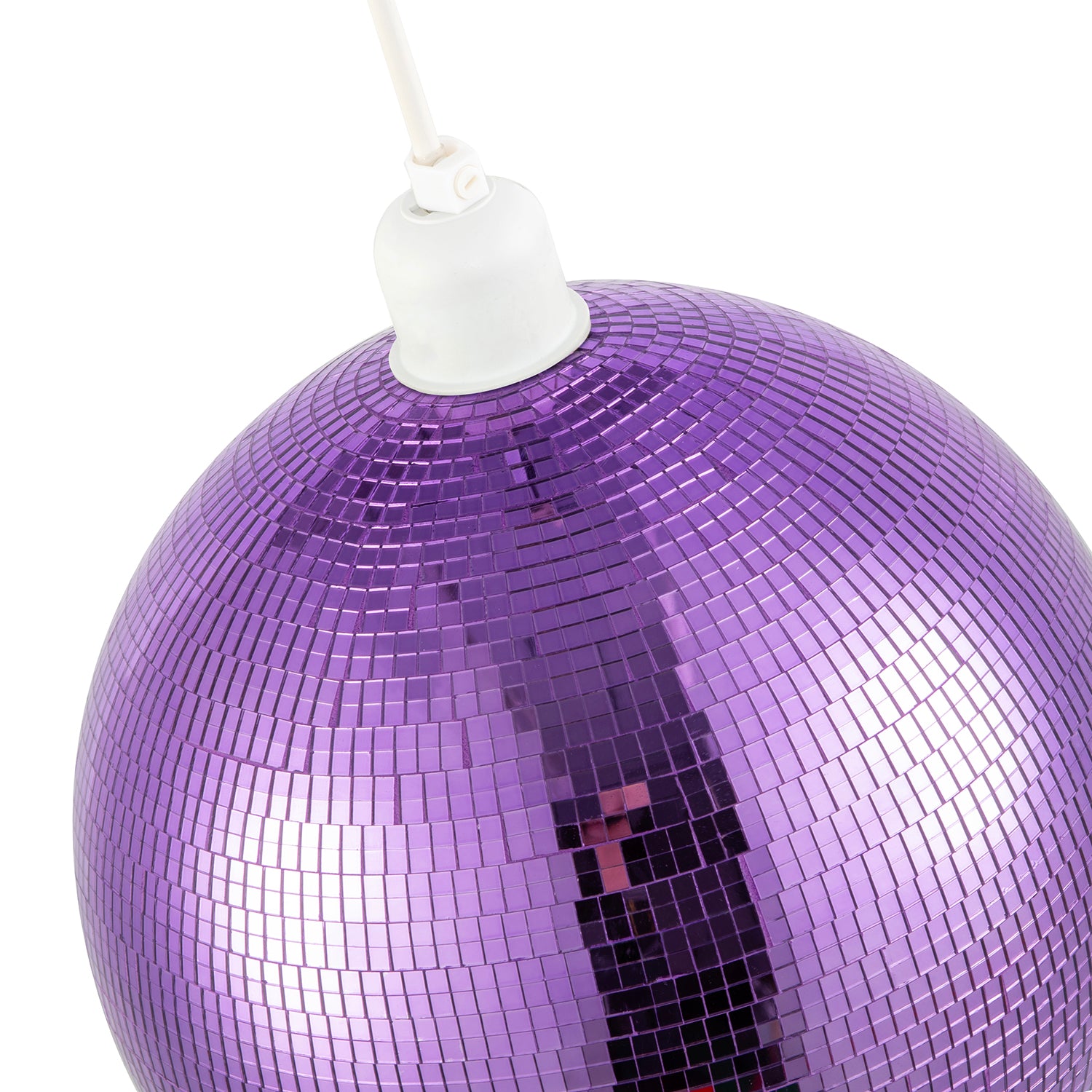 Shiny Disco Mosaic Ball in Vibrant Purple Mirrored Tiled Retro Style Image 3