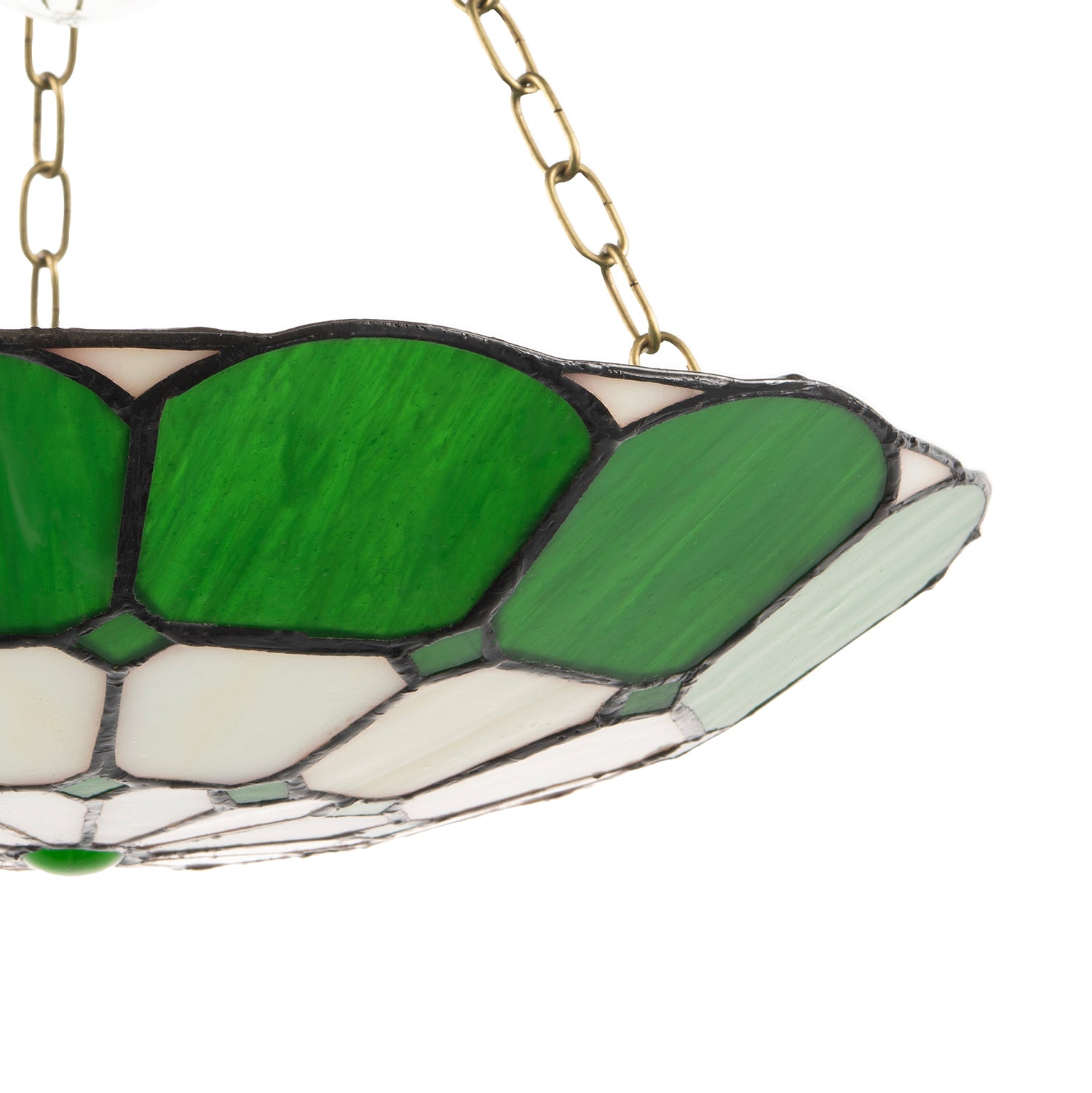 Dark Emerald Green and Opal White Tiffany Glass Pendant Lighting Shade Image 3