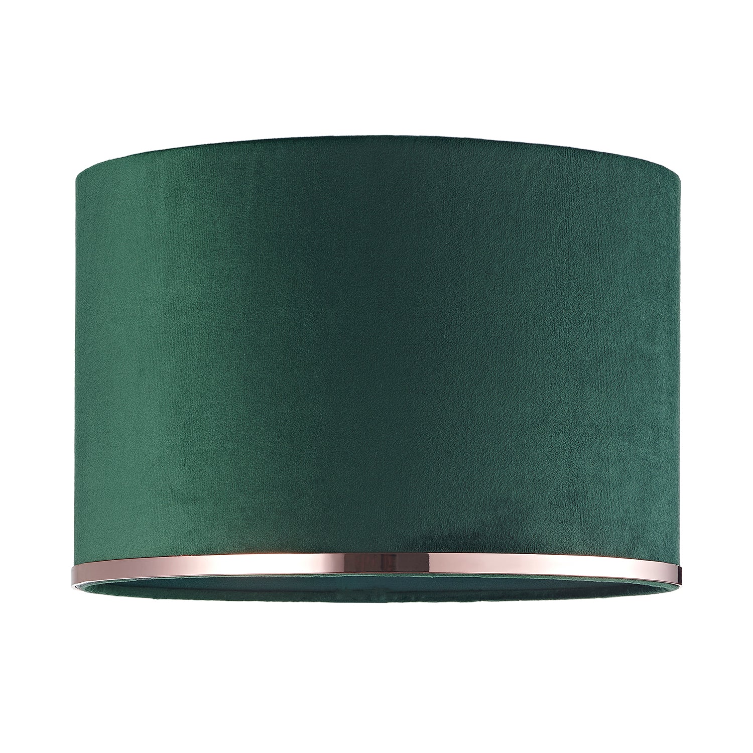 Contemporary Emerald Forest Green Soft Velvet 12" Lamp Shade with Copper Ring Image 1