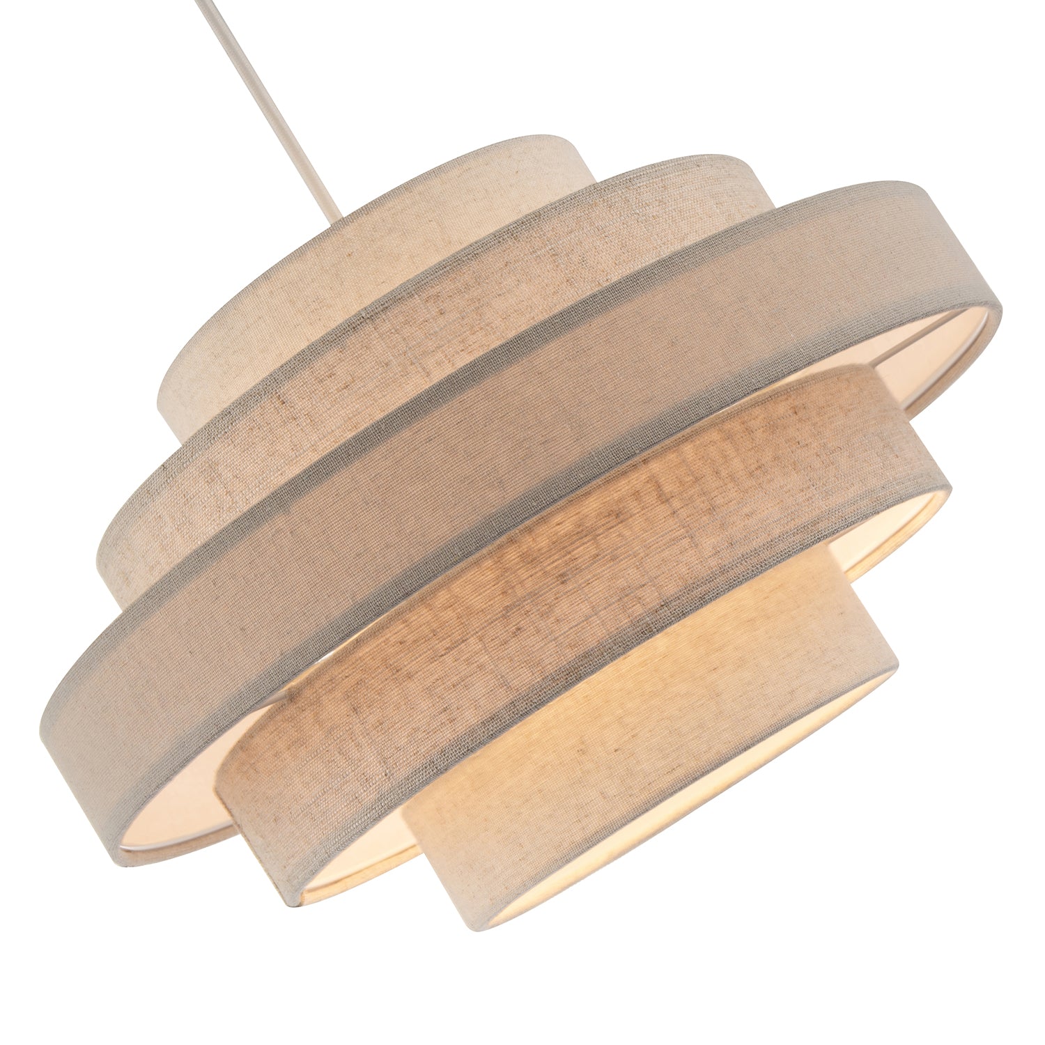 Five Tier Pendant Lighting Shade with Natural Oatmeal and Beige Linen Image 5