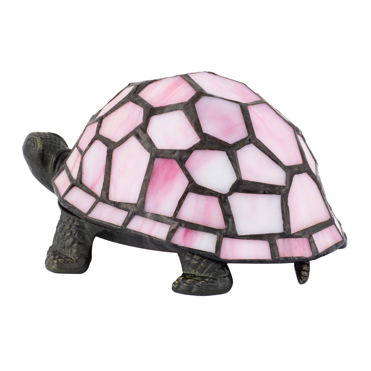 Classic and Quirky Soft Pink Stained Glass Tiffany Tortoise Table Lamp Image 3