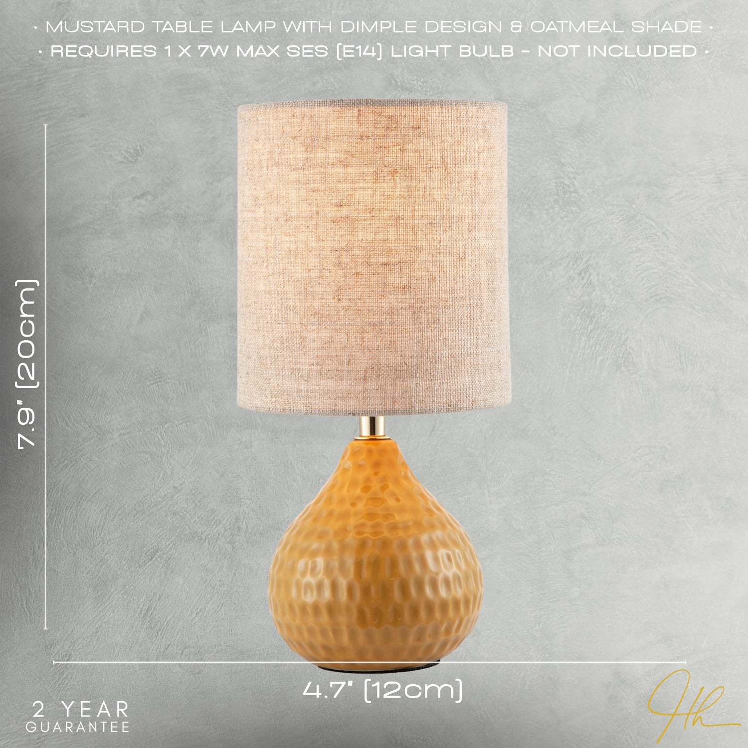 Mustard Ceramic Gloss Table Lamp with Natural Oatmeal Linen Shade Image 7
