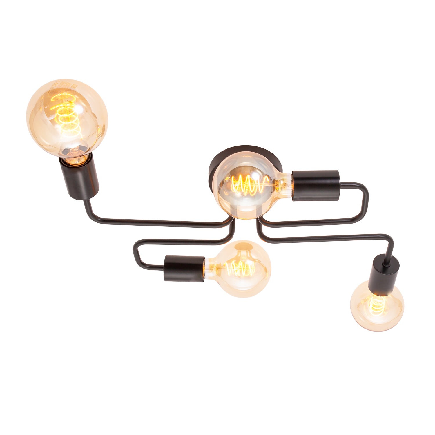 Industrial Vintage Styled Matte Black Ceiling Light with Looping Arms Image 3