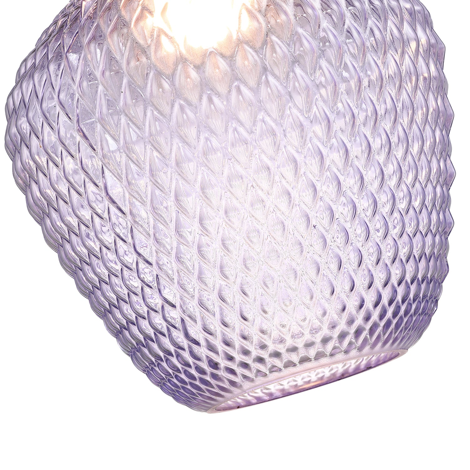 Designer Soft Lilac and Purpler Curvy Diamond Etched Glass Pendant Lamp Shade Image 4