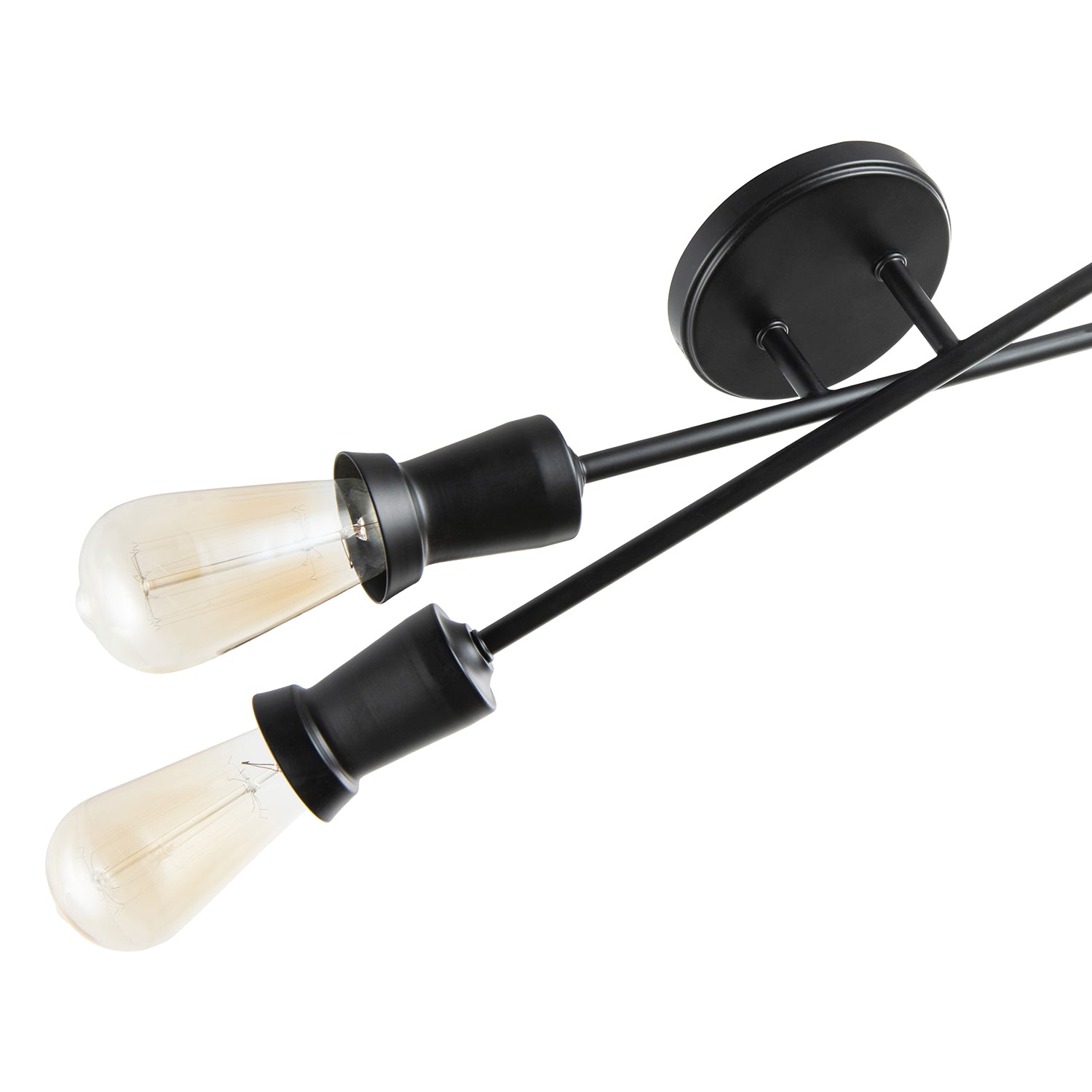 Industrial Vintage Matte Black Ceiling Light with Straight Metal Arms Image 5