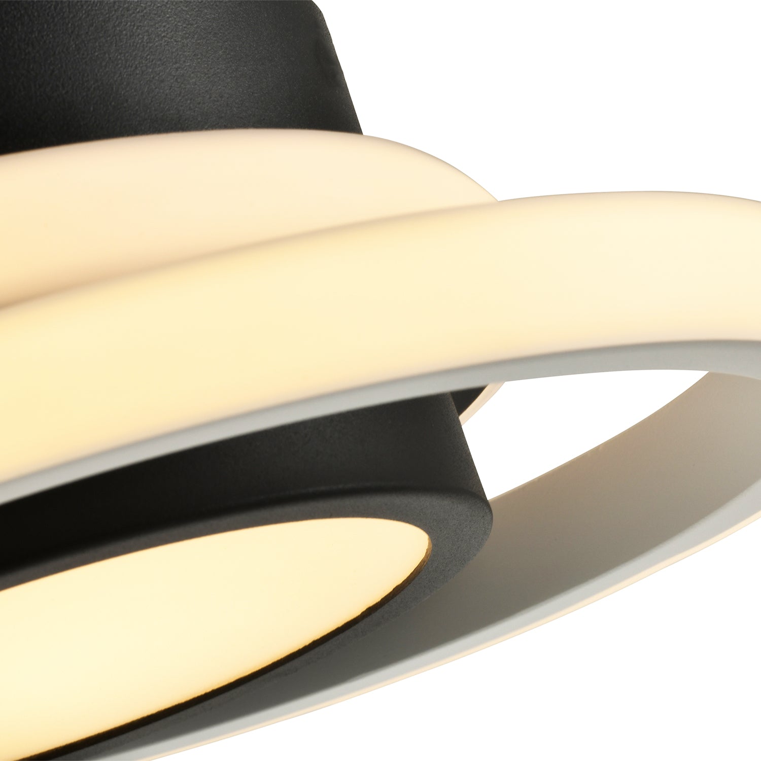 Modern LED Ceiling Light with Black and White Rings and Central Downlighter Image 4