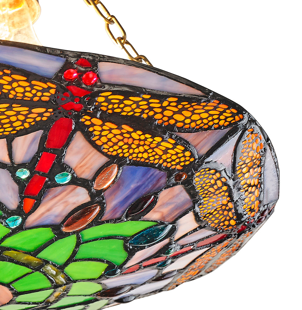 Traditional Multi-Coloured Dragonfly Tiffany Glass Pendant Shade Image 3