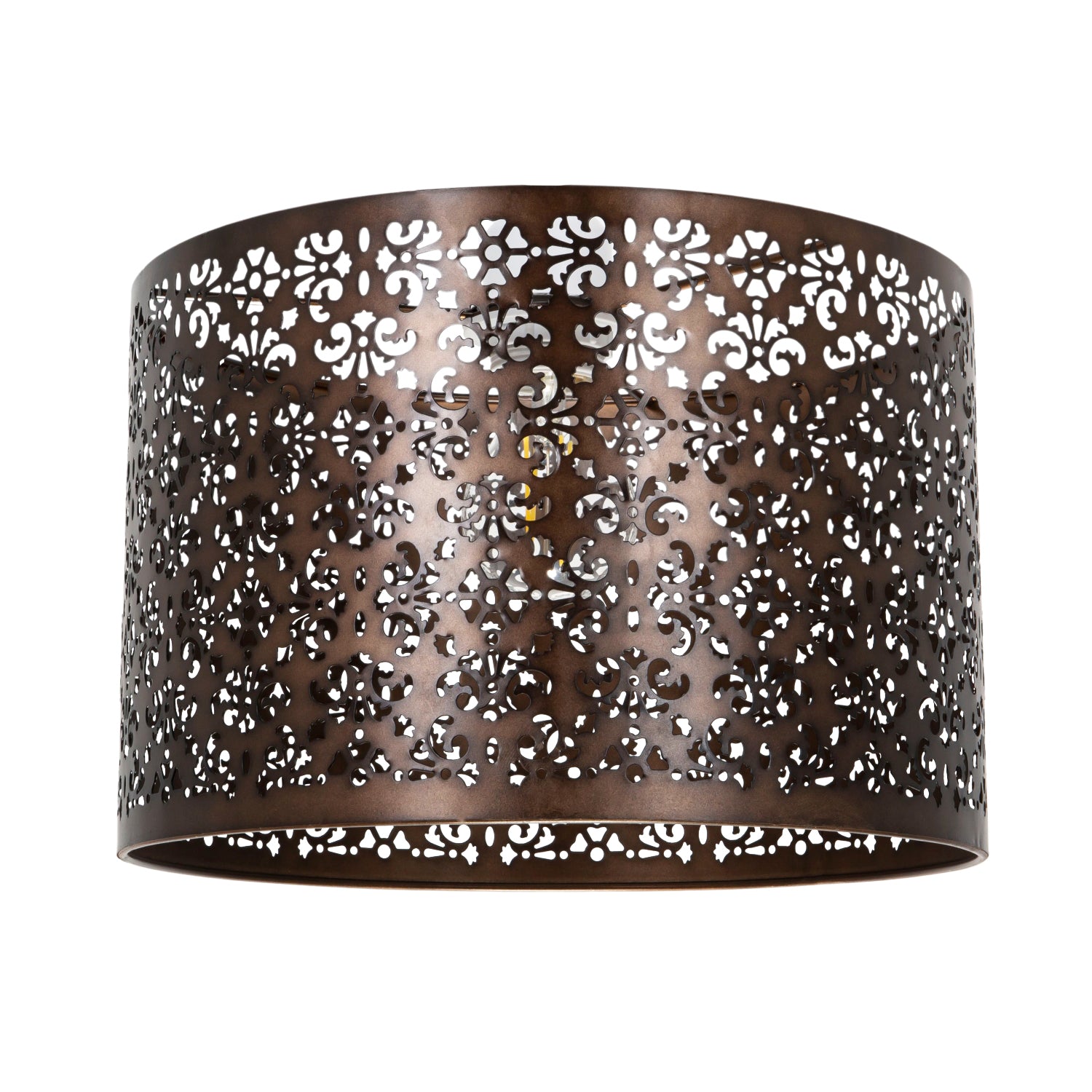 Marrakech Designed Matt Bronze Metal Pendant Light Shade with Floral Decoration Image 2