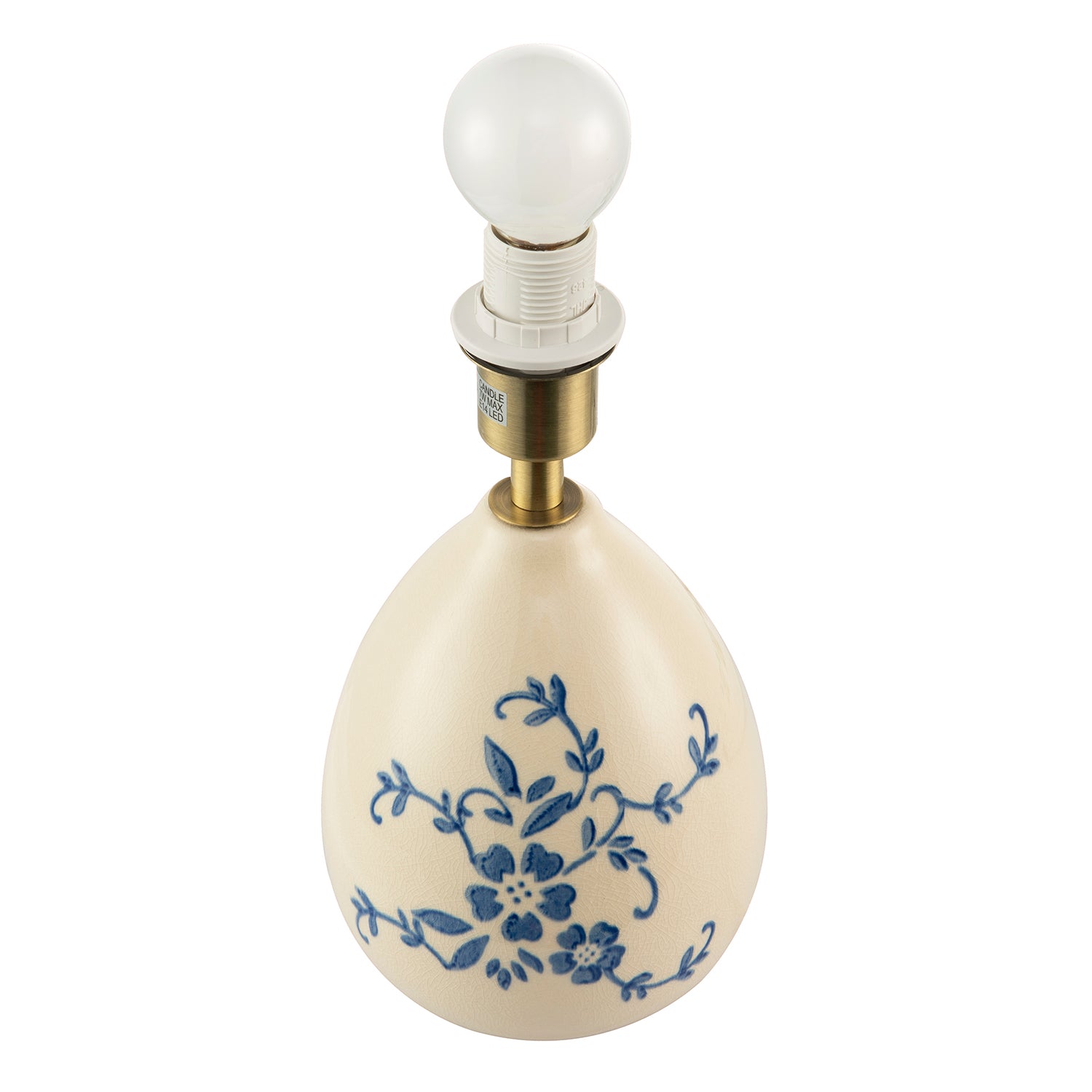Hand Painted Blue Floral Themed Ceramic Table Lamp Base with Switch Image 3